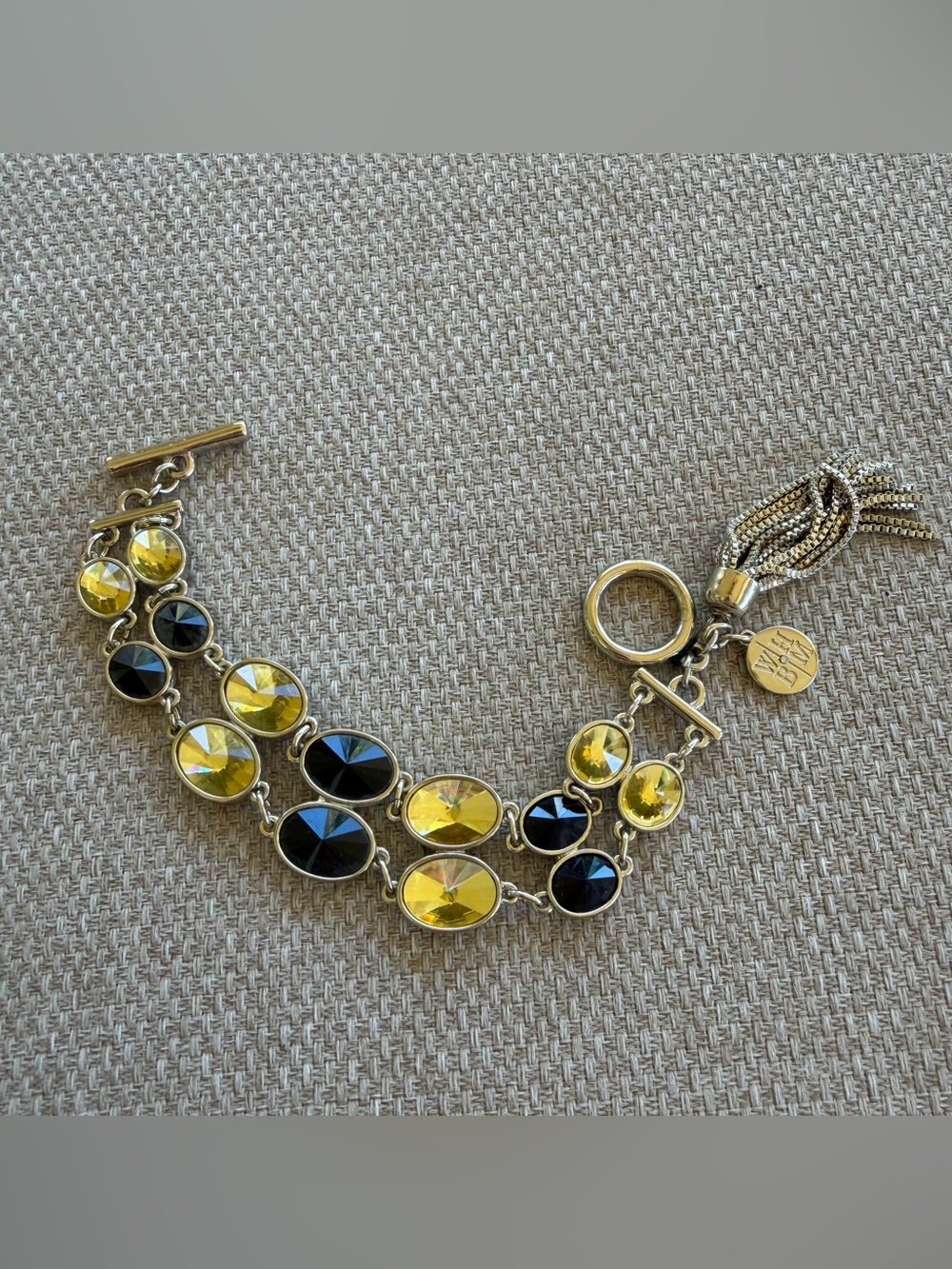 White House Black Market Gold-Tone Yellow & Black Crystal Bracelet